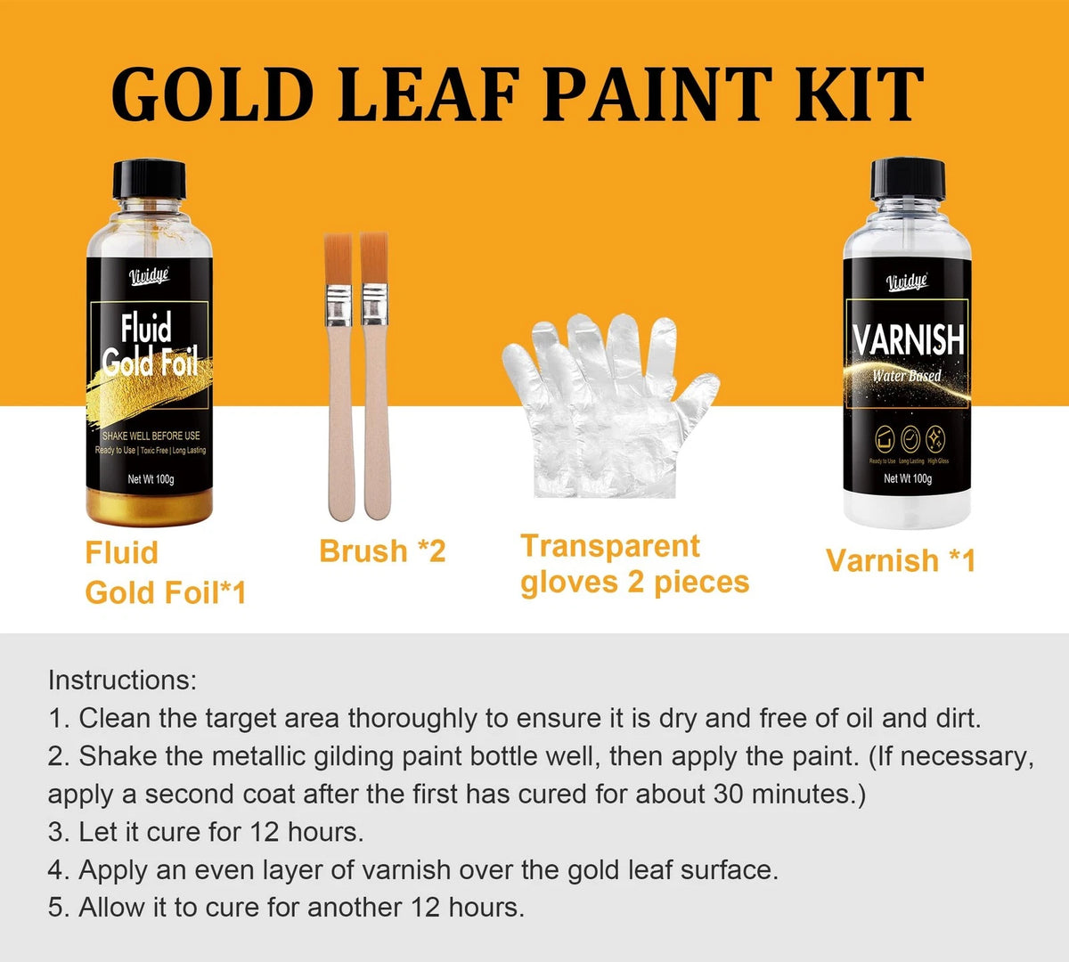 Metallic Gold Paint Kit, 7oz Water-Based Liquid Leaf for Automotive Use