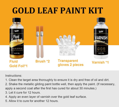 Metallic Gold Paint Kit, 7oz Water-Based Liquid Leaf for Automotive Use