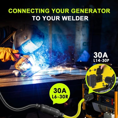 NEMA L14-30P to L6-30R Welder Adapter Cord for