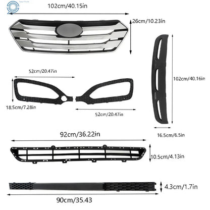 Set of 5 Front Grille Fog Light Bezels for Hyundai Santa Fe Sport (2013–2016)