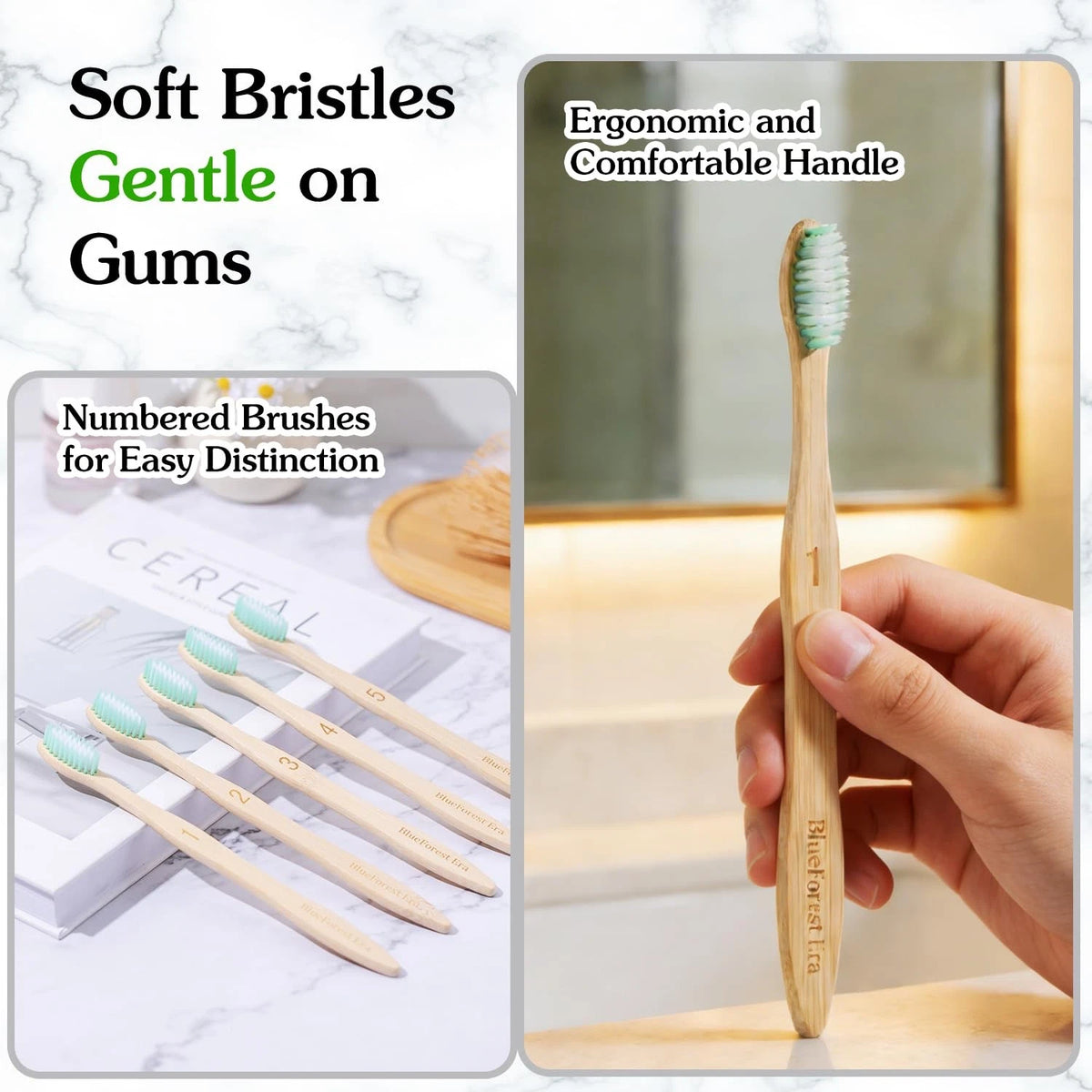 Toothbrush for BlueForest Era (Pack of 10) Green & White