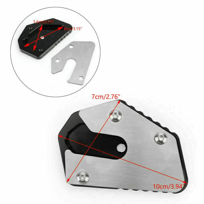 CNC Kickstand Side Stand Plate Extension Pad for Suzuki DL650 V-Strom (2004–2023) KSP-107-Black