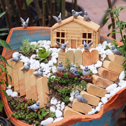 50 Mini Resin Pigeons for Model Decoration (1 Inch, Gray)