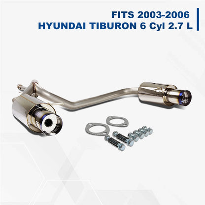 Catback Exhaust System for Hyundai Tiburon V6 2.7L (2003–2006) Dual 4" Tip