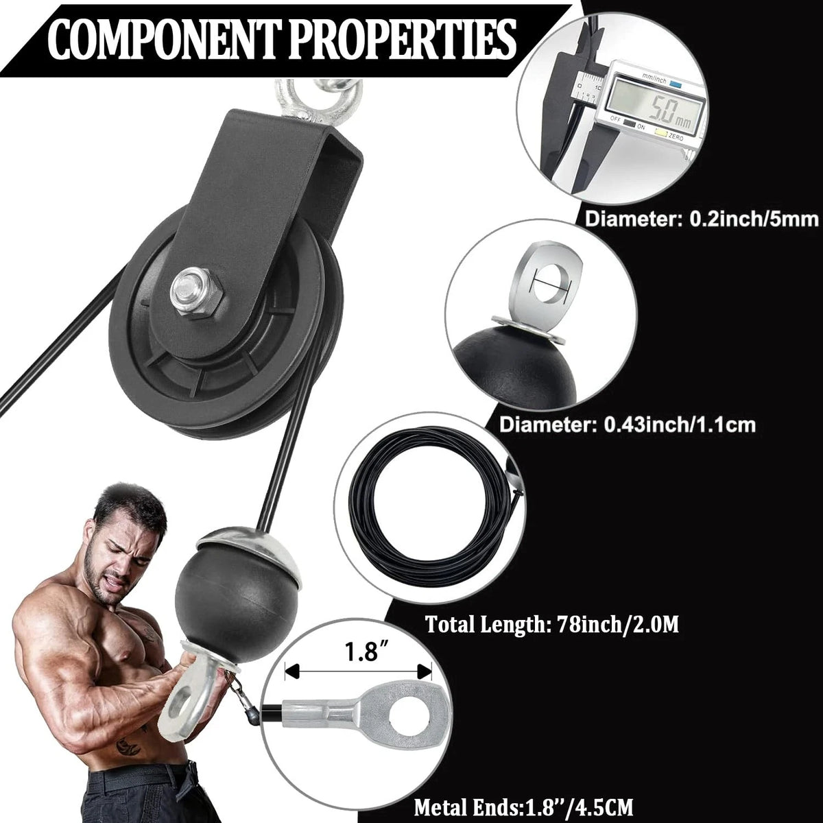 6mm Steel Wire Rope Pulley Cable for Home Gym Lat (Replacement)