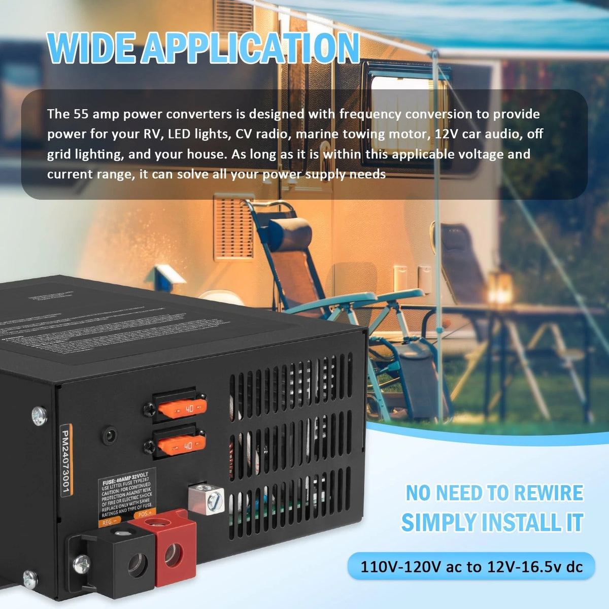 55 Amp RV Power Converter for RVs (WF-9800)