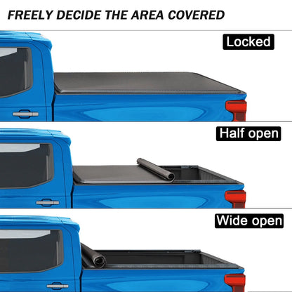 6.5FT Vinyl Soft Roll-up Tonneau Cover for Chevy Silverado GMC Sierra (2014–2025)