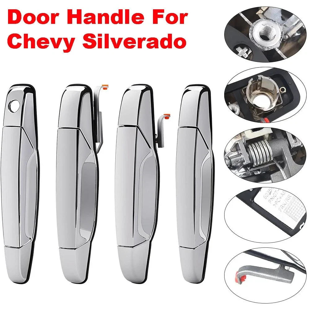 Set of 4 Chrome Door Handles for Chevrolet Suburban GMC Sierra (2007–2014)