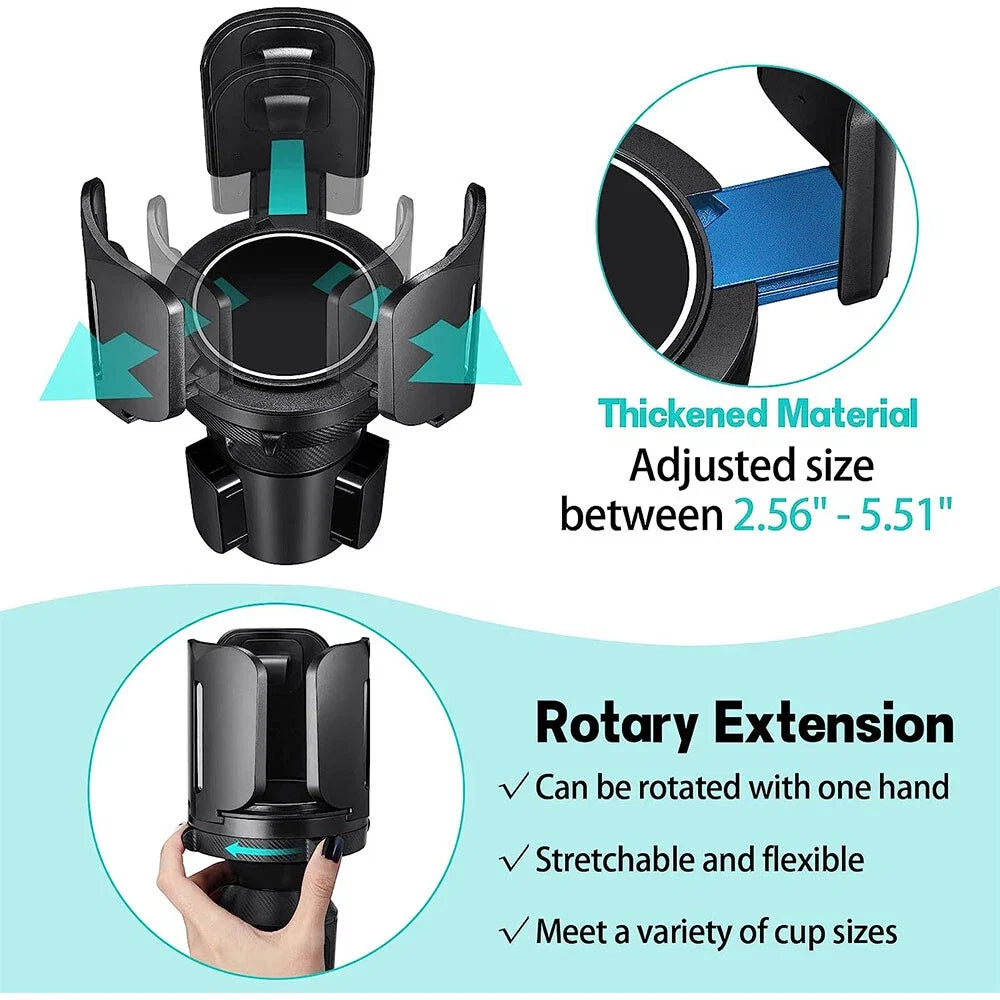 Cup Holder Expander Adapter for Universal Fit Large Bottles and Mugs