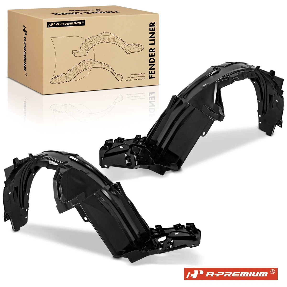2X Front HDPE Inner Fender Liners for Honda Civic (2006–2011) 74151SNAA10, 74101SNAA10, HO1250107, HO1251107