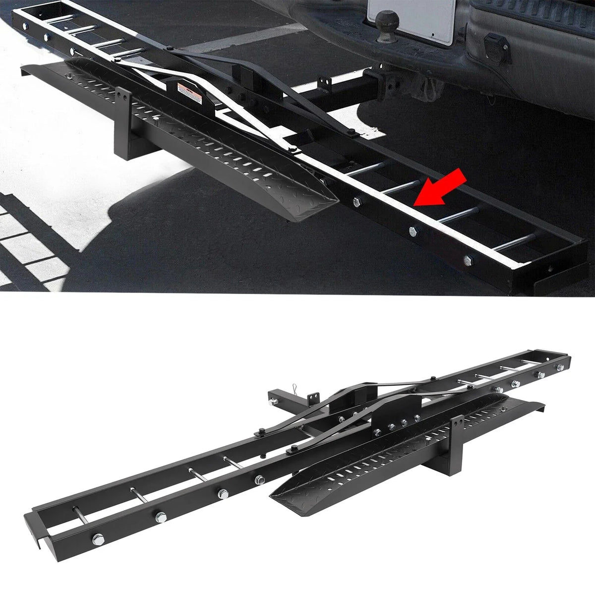 Motorcycle Carrier Hitch Mount Rack Ramp for Scooter Dirt Bike (500 lbs)