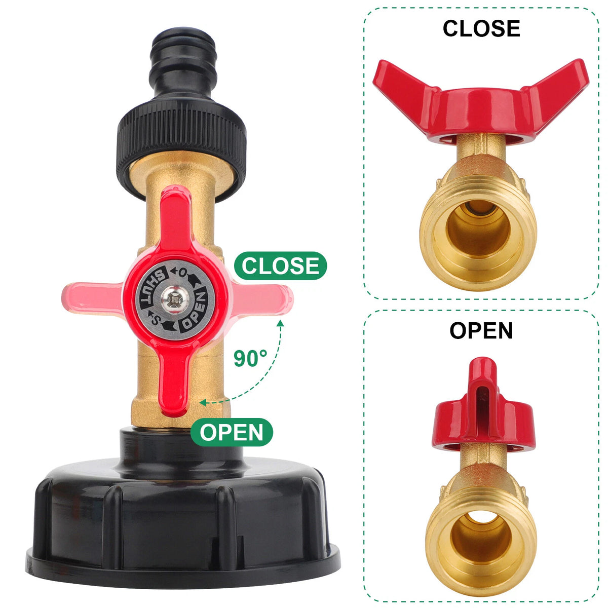 IBC Tote Tank Adapter for 275-330 Gallon Tanks - Coarse Thread Brass Valve