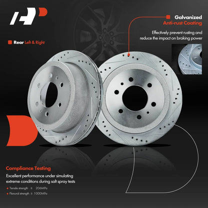 Set of 2 Rear Drilled Rotors & Brake Pads for Ford F-150 (2004–2011)