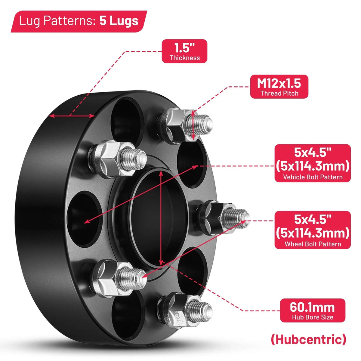 4PCS Hubcentric Wheel Spacers 1.5" for Toyota Sienna Camry (2011–2023)