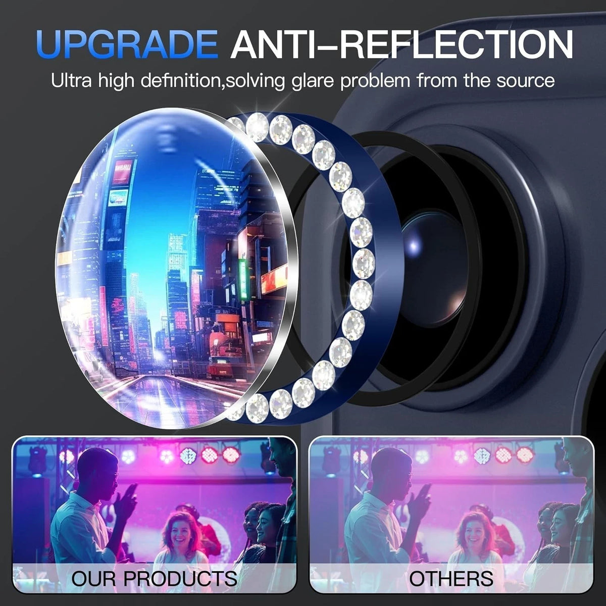Camera Lens Protector for iPhone 17/17 Pro/Pro Max (2023) - Glitter Bling Metal Ring