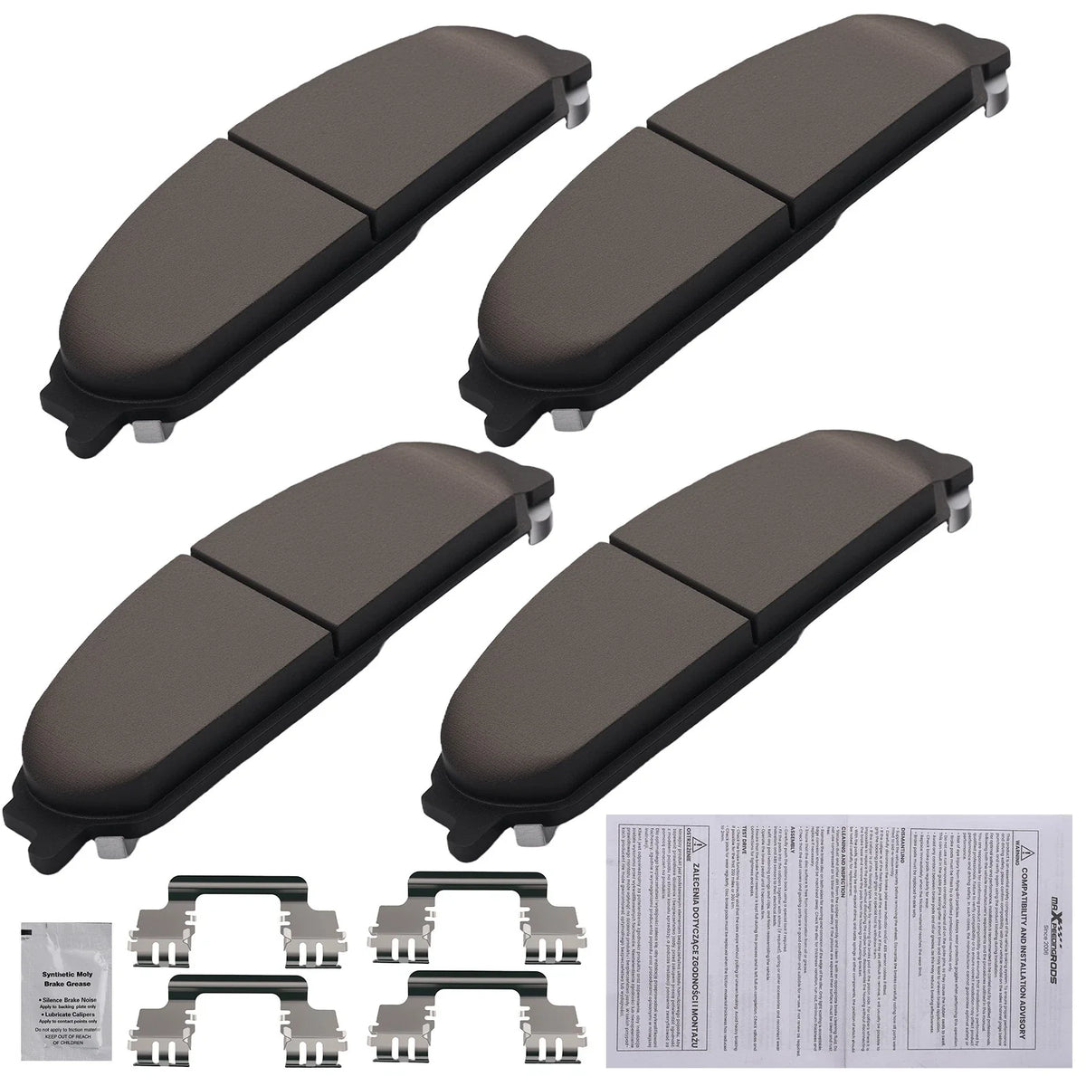 Set of 4 Front Ceramic Brake Pads for Chrysler 200 (2013–2014) 300 (2005–2019)