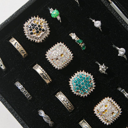 30-Slot Ring Organizer Box for Jewelry Storage - Black