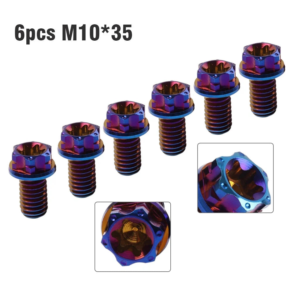 6pcs Titanium M10x35mm Torx Head Flange Screws for Motorcycle Bike