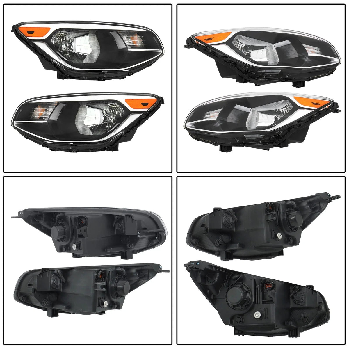 Pair of Black Housing Halogen Headlights for Kia Soul (2014–2019)