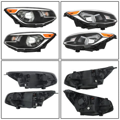 Pair of Black Housing Halogen Headlights for Kia Soul (2014–2019)