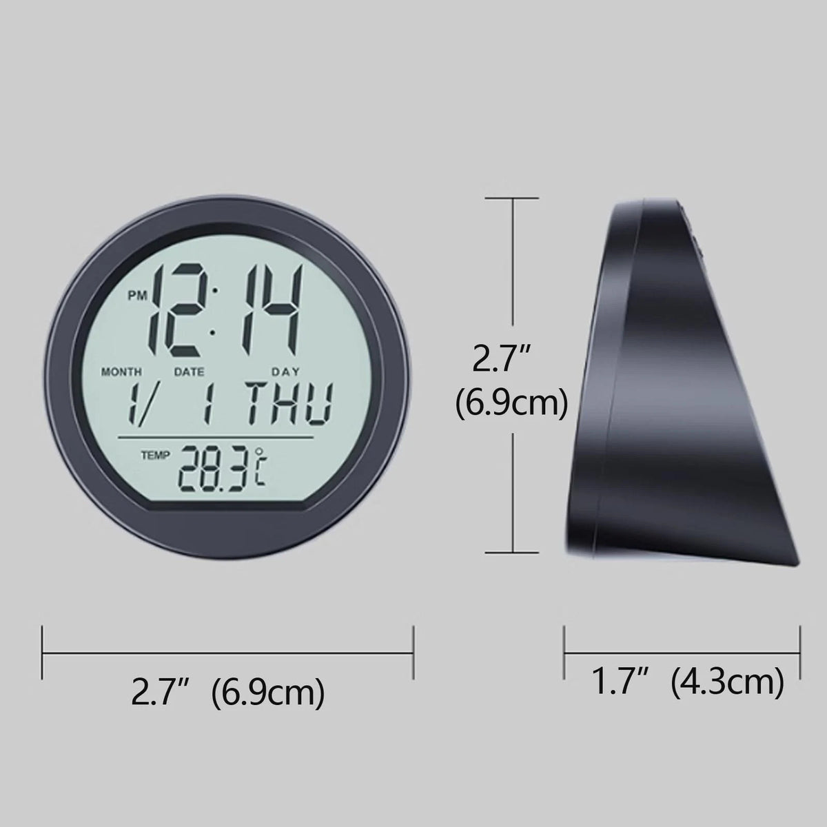 Solar-Powered Clock Gauge for Automotive Use (Universal Fit)