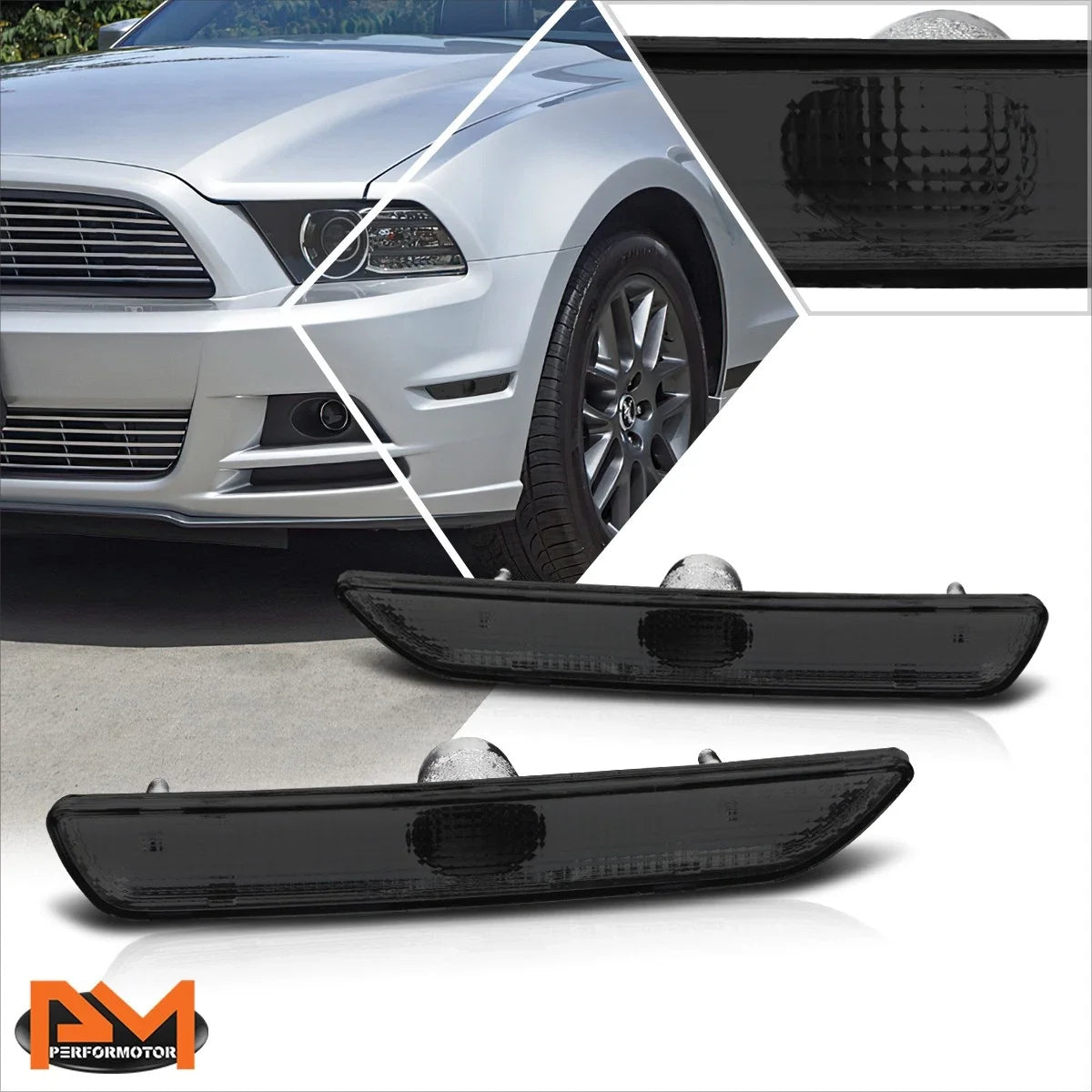 Front Bumper Smoked Housing Side Marker Light Signal Lamp for Ford Mustang (2010–2014)