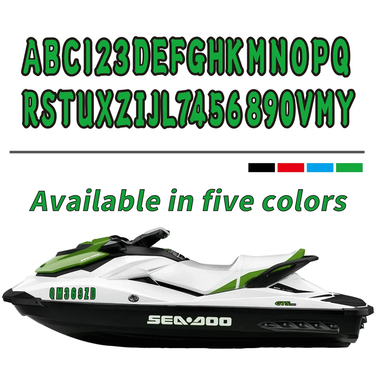 Set of 4 Watercraft Registration Numbers for Boat JetSki (3")