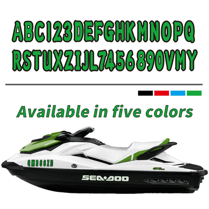 Set of 4 Watercraft Registration Numbers for Boat JetSki (3")