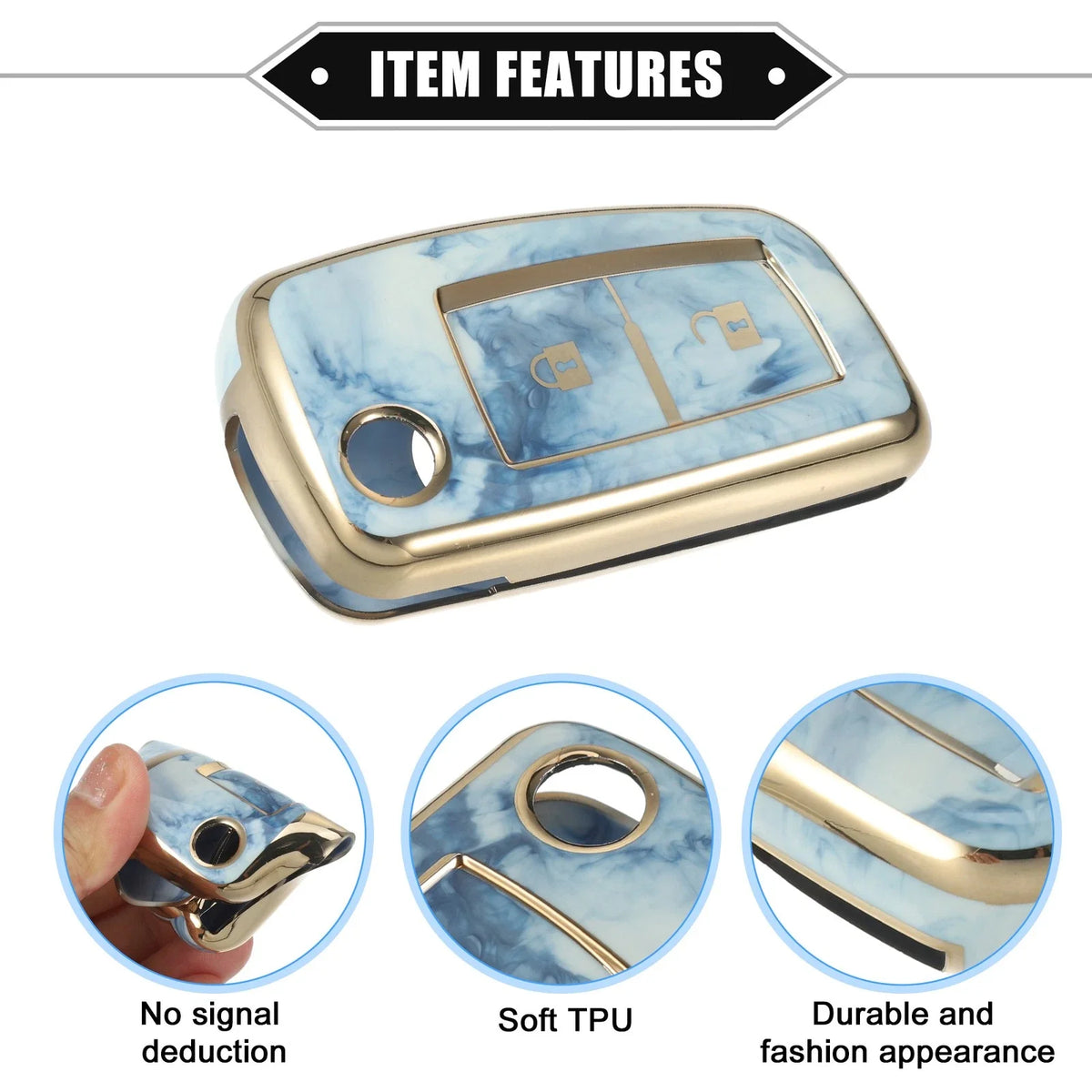 2X Smart Key Fob Case Cover for Nissan Rogue Frontier (Durable TPU, Blue)