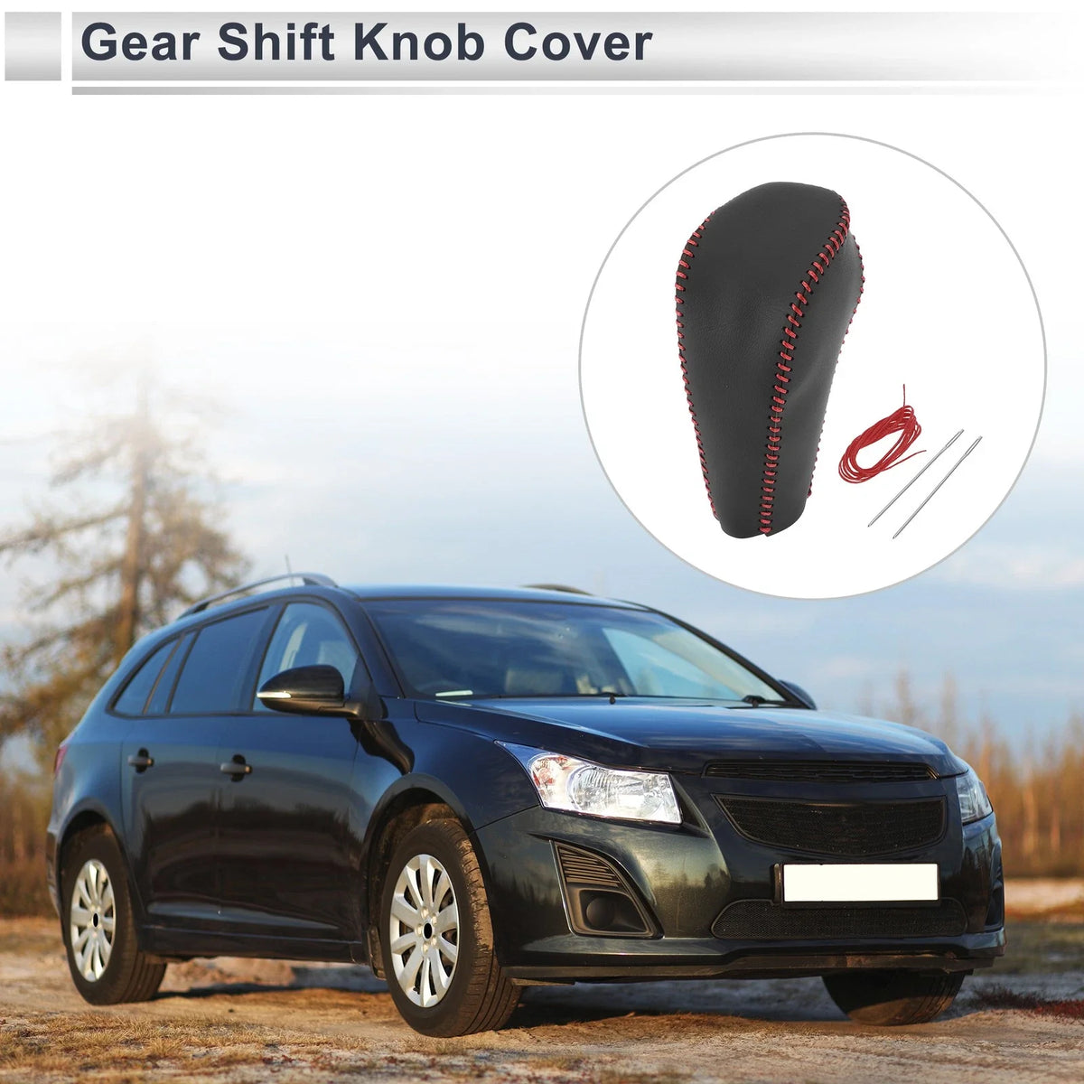 1 Pc Gear Shift Knob Cover for Chevrolet Cruze (2011–2015) Black Red