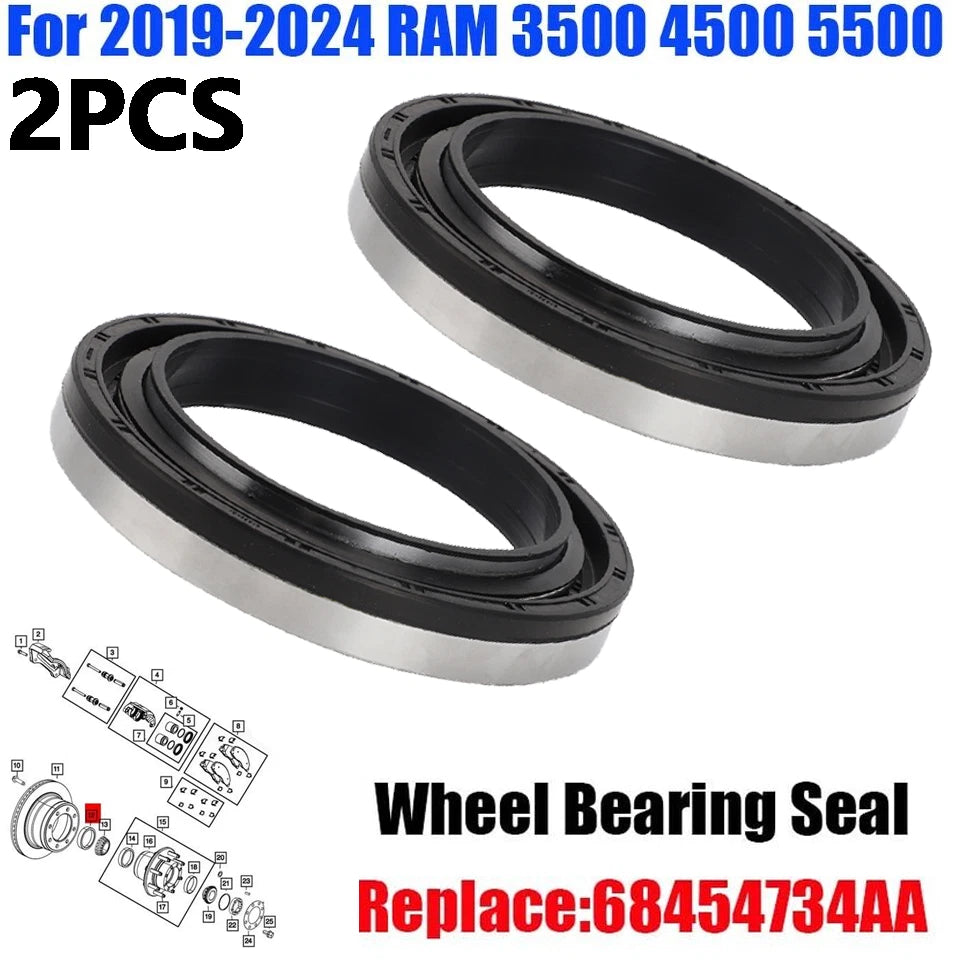 2X Front Wheel Bearing Seal for Ram 3500 4500 5500 (2019–2024)
