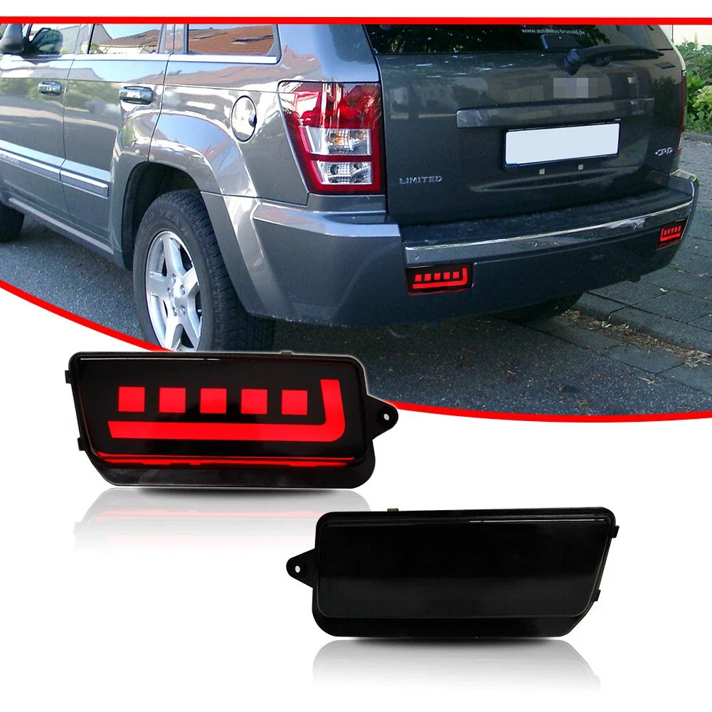Set of Smoked Lens LED Bumper Brake Tail Lights for Jeep Grand Cherokee (2005–2010)