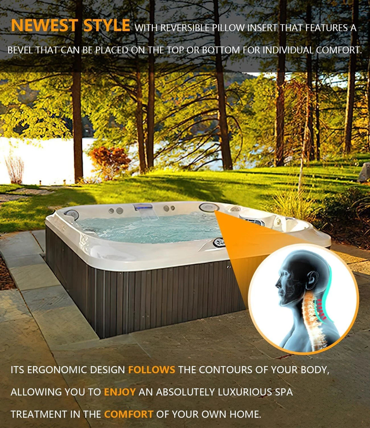 Oval Pillow Insert + Back Mount for Jacuzzi J-300 Series (2014–Present)