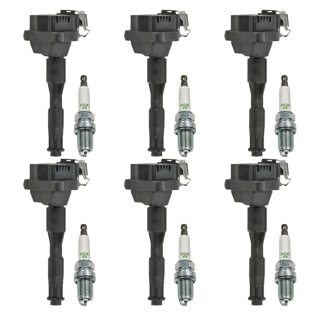 Set of 6 Ignition Coils & NGK V-Power Spark Plugs for A4 A6 320i 530i S80