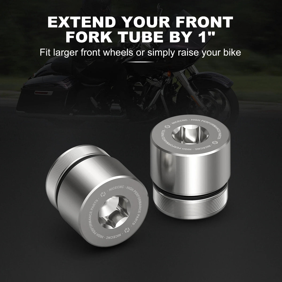 1 Inch Fork Tube Extension Riser for Harley Road King FLHR FLHRC FLHP FLHRXS (2004–2023)