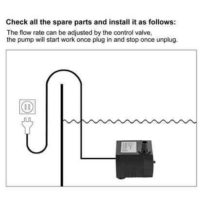 2X Mini Submersible Pump for Fountain (95GPH, 5W, 350L/H)