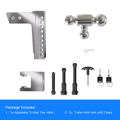2.5" Receiver Adjustable Drop Hitch for Trailer Towing (8 Inch Drop/Rise)