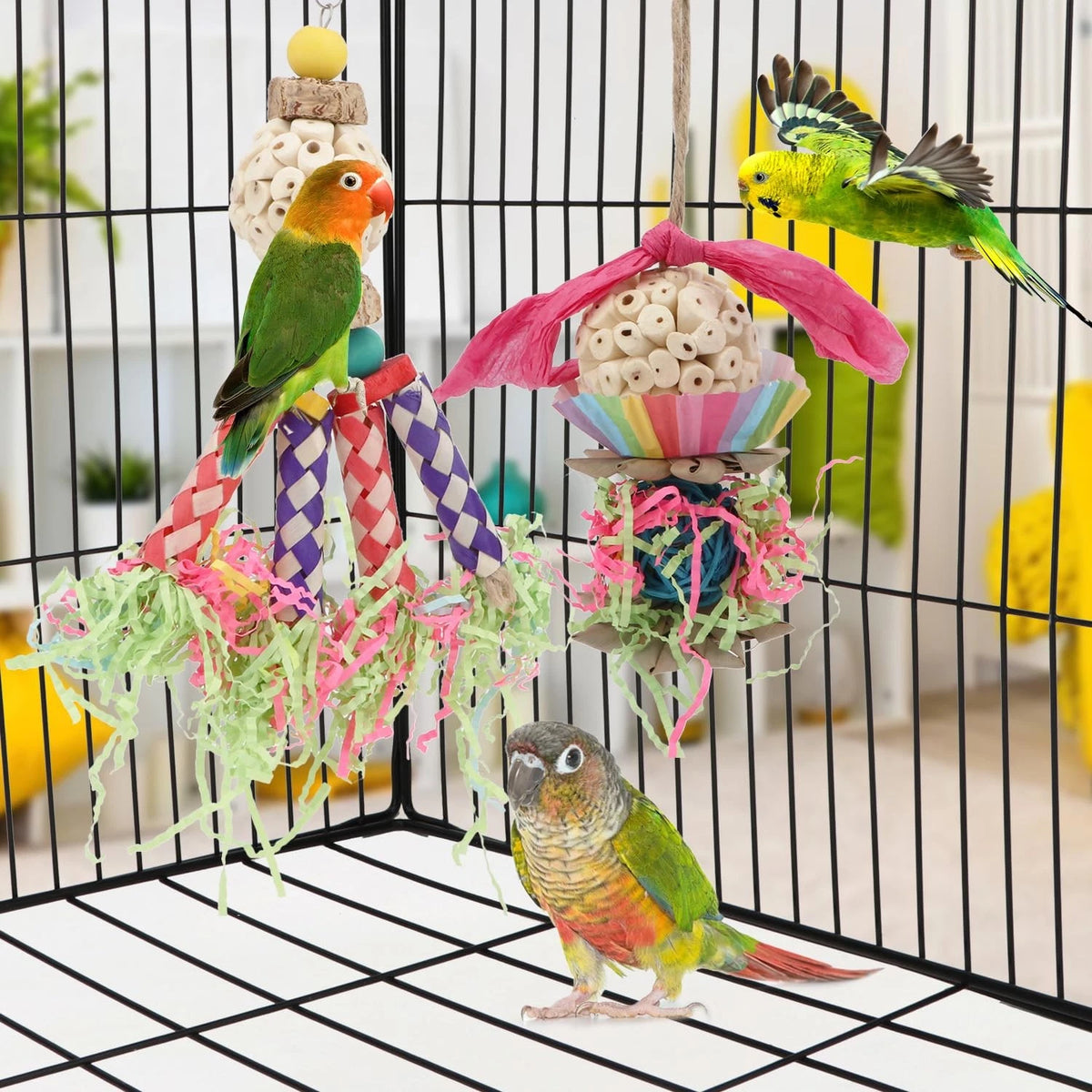 Colorful Shredding Crinkles Foraging Toys for Birds