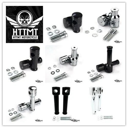 Set of 2 Black Chrome 1" Handlebar Risers for
