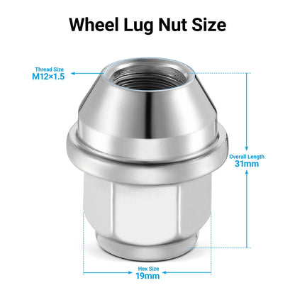 20x Chrome Wheel Lug Nuts for Ford Focus Fusion Escape EcoSport (2000–2023)