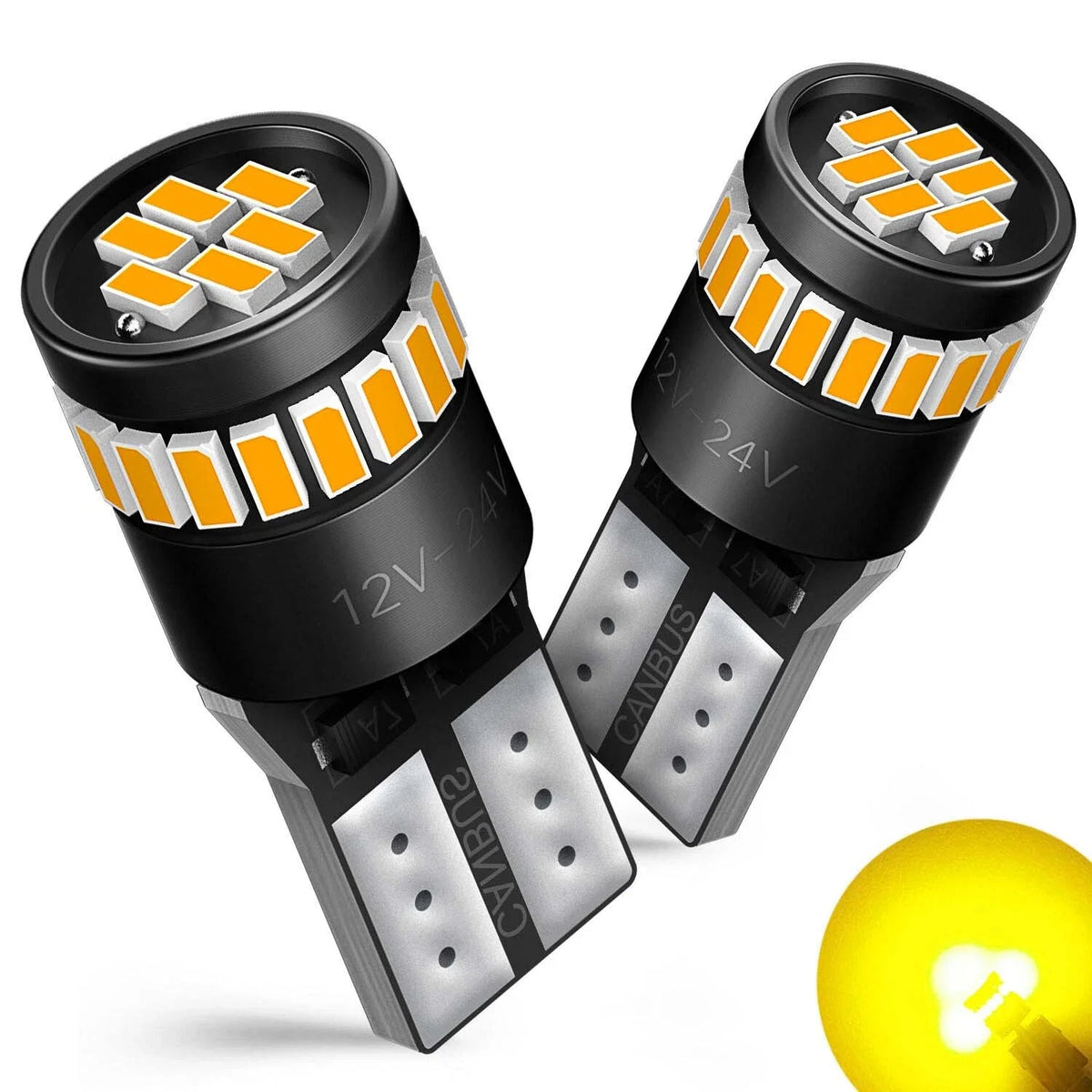 2X AUXITO 2825 168 194 W5W T10 LED Parking Light Bulb Golden Yellow