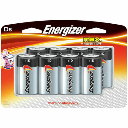 Pack of 8 Energizer MAX D Alkaline Batteries (E95BP-8H)