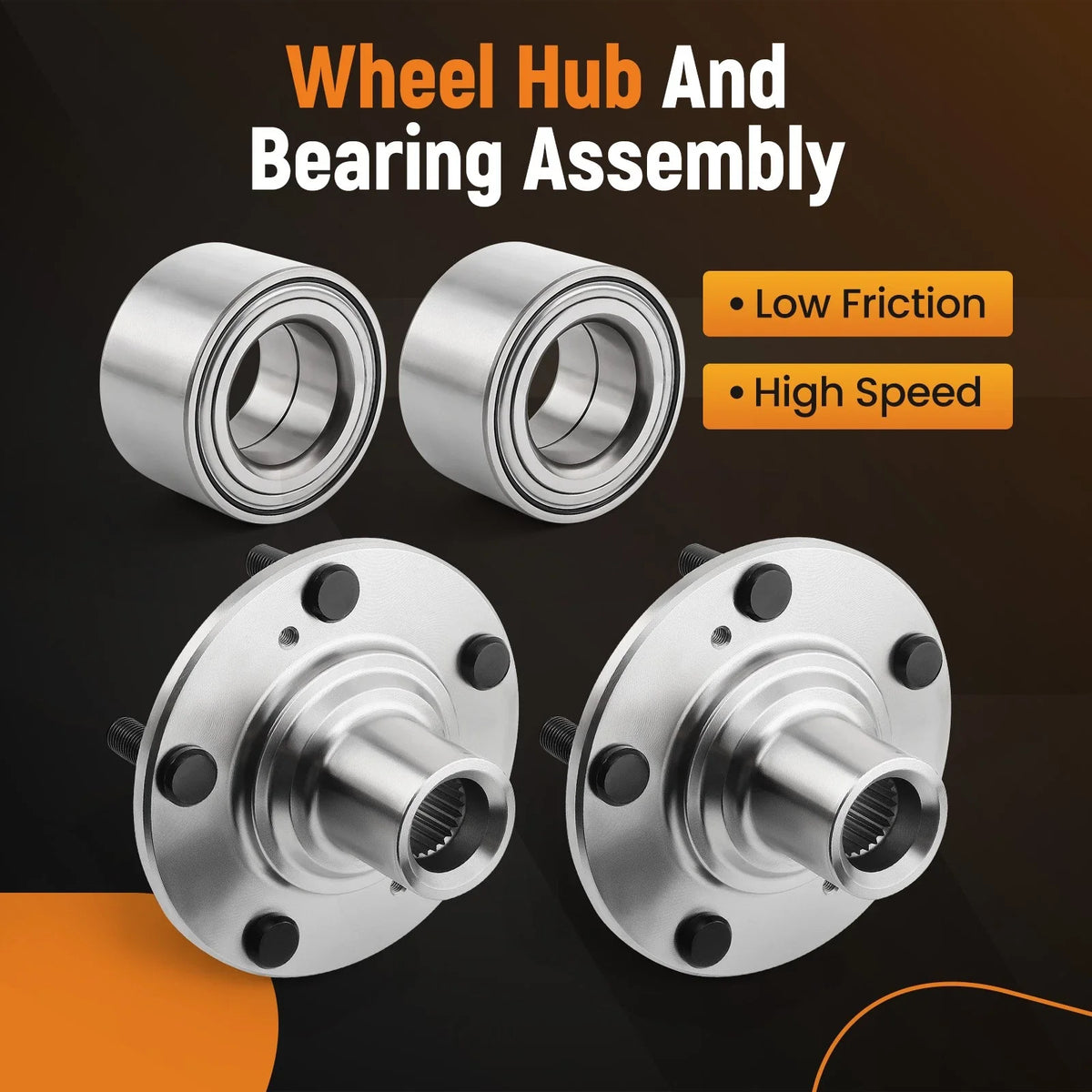 Pair Front Wheel Hub Bearings for Honda Civic DX EX Acura CSX ILX (2006–2021)