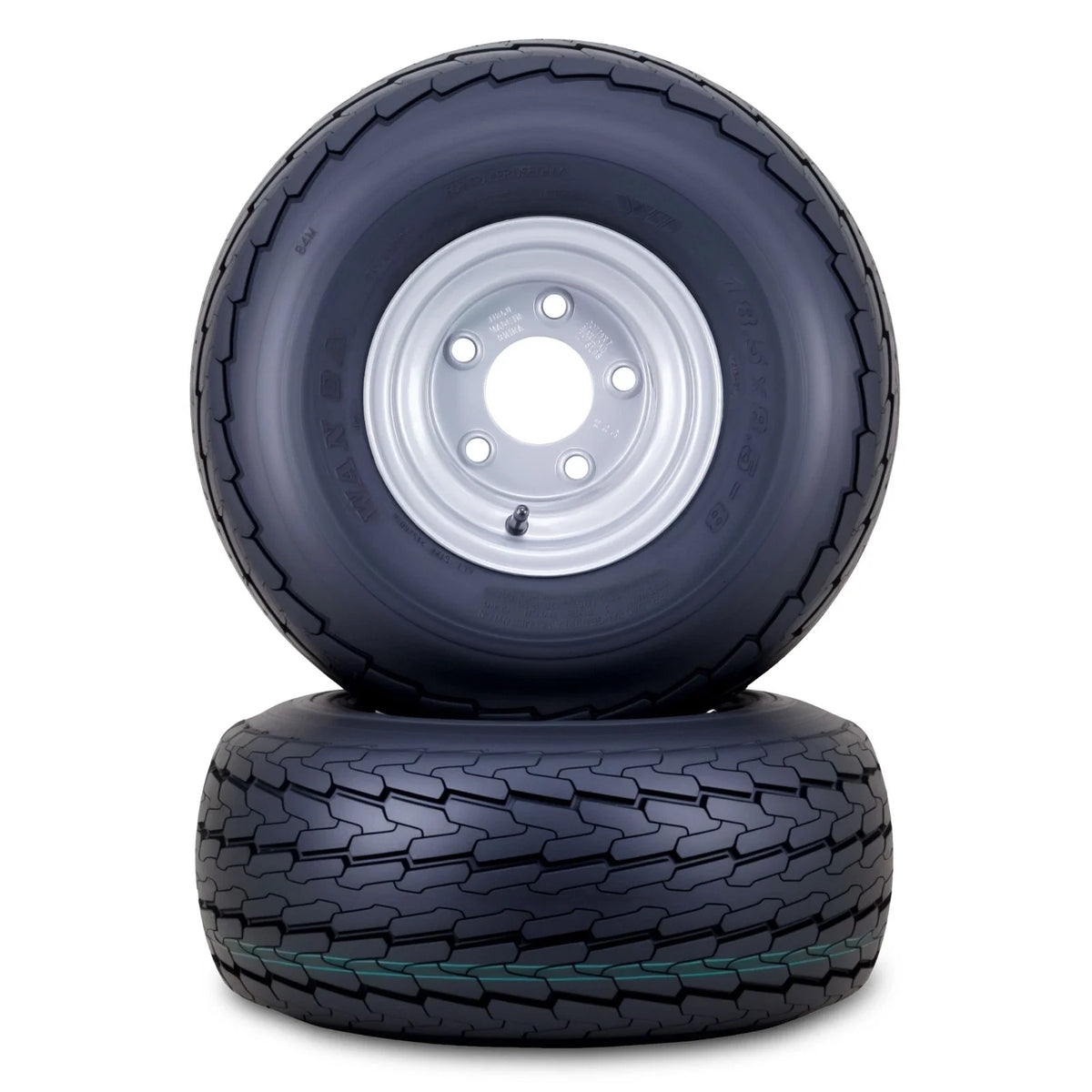 2 WANDA Trailer Tire Wheel Assembly 18.5x8.5-8 8-Ply 5 Lugs 4.5" Silver Rim