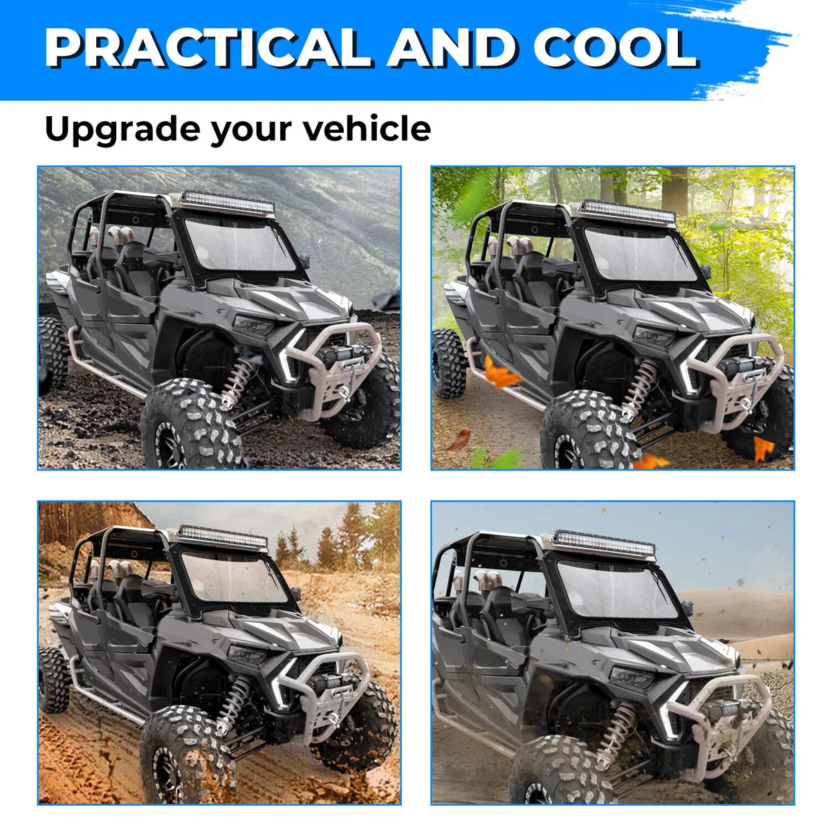 Glass Front Windshield for Polaris RZR XP/XP4 1000 (2019–2023)