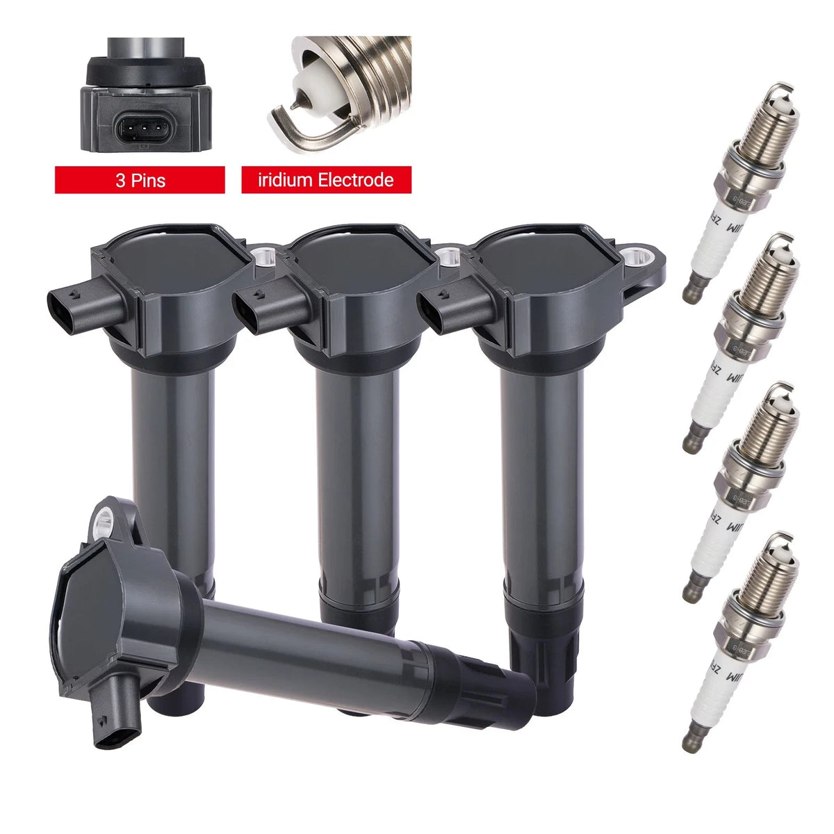 Set of 4 Ignition Coils Pack UF557 & Spark Plug for Dodge Avenger (2008–2014)