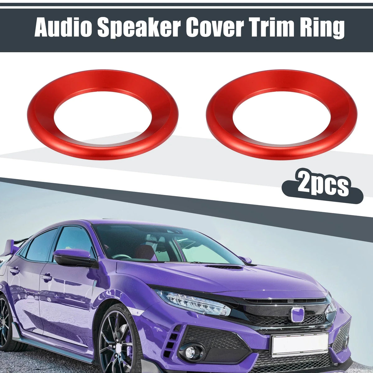 2Pcs Red Door Audio Speaker Ring Cover for Honda Civic (2016–2021) 746453975761