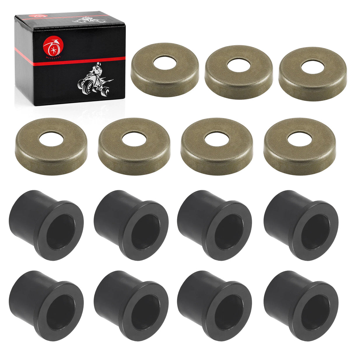 8X Front Control A-Arm Bushing + Cap for Polaris RZR 170 (2009–2021) 0451762 0453683 0451763 0453496