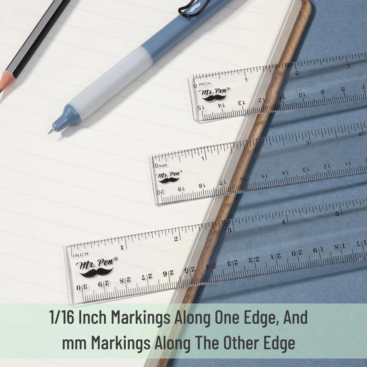 Clear Ruler Set for Easy Measurement (3 Pack: 6", 8", 12")