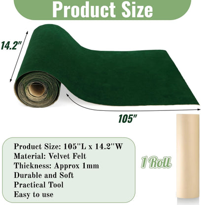 Green Self Adhesive Felt Fabric 105" L X 14.2" W Peel and Stick
